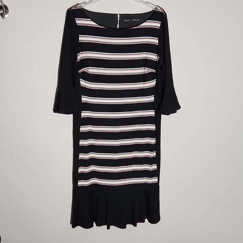 White House Black Market Dress black with stripes size 14